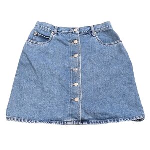 Vintage Nevada High-Waisted Denim Button-Front Mini A-line Skirt Size 12* EUC